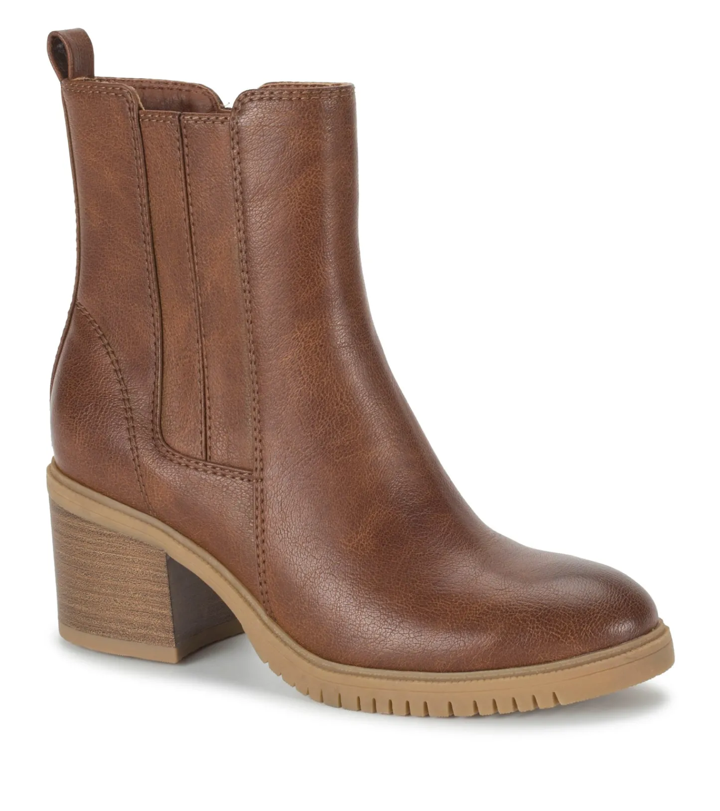 Baretraps Booties^Feeney Block Heel Boot Cognac