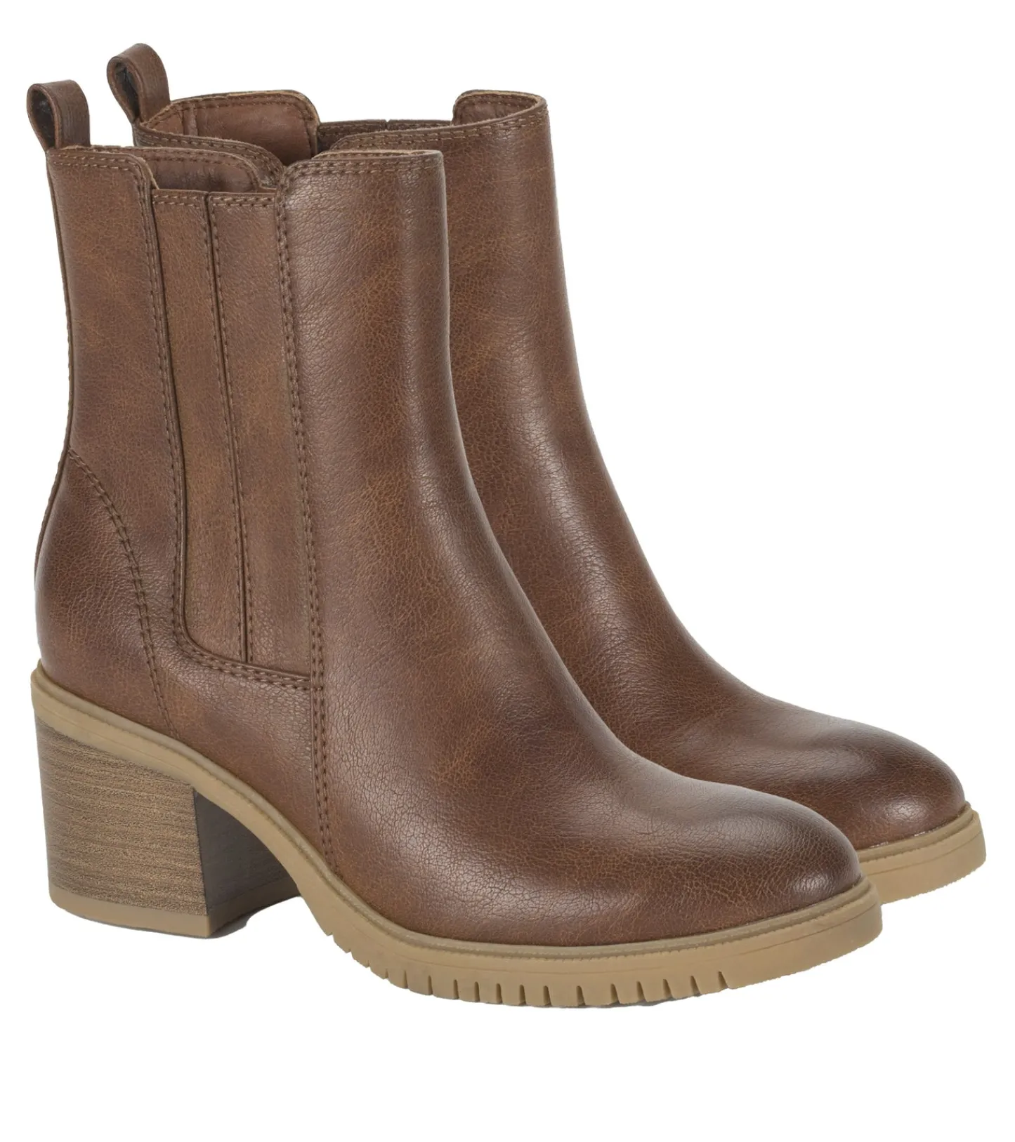Baretraps Booties^Feeney Block Heel Boot Cognac