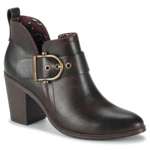 Baretraps Booties^Karina Block Heel Ankle Bootie DarkBrown