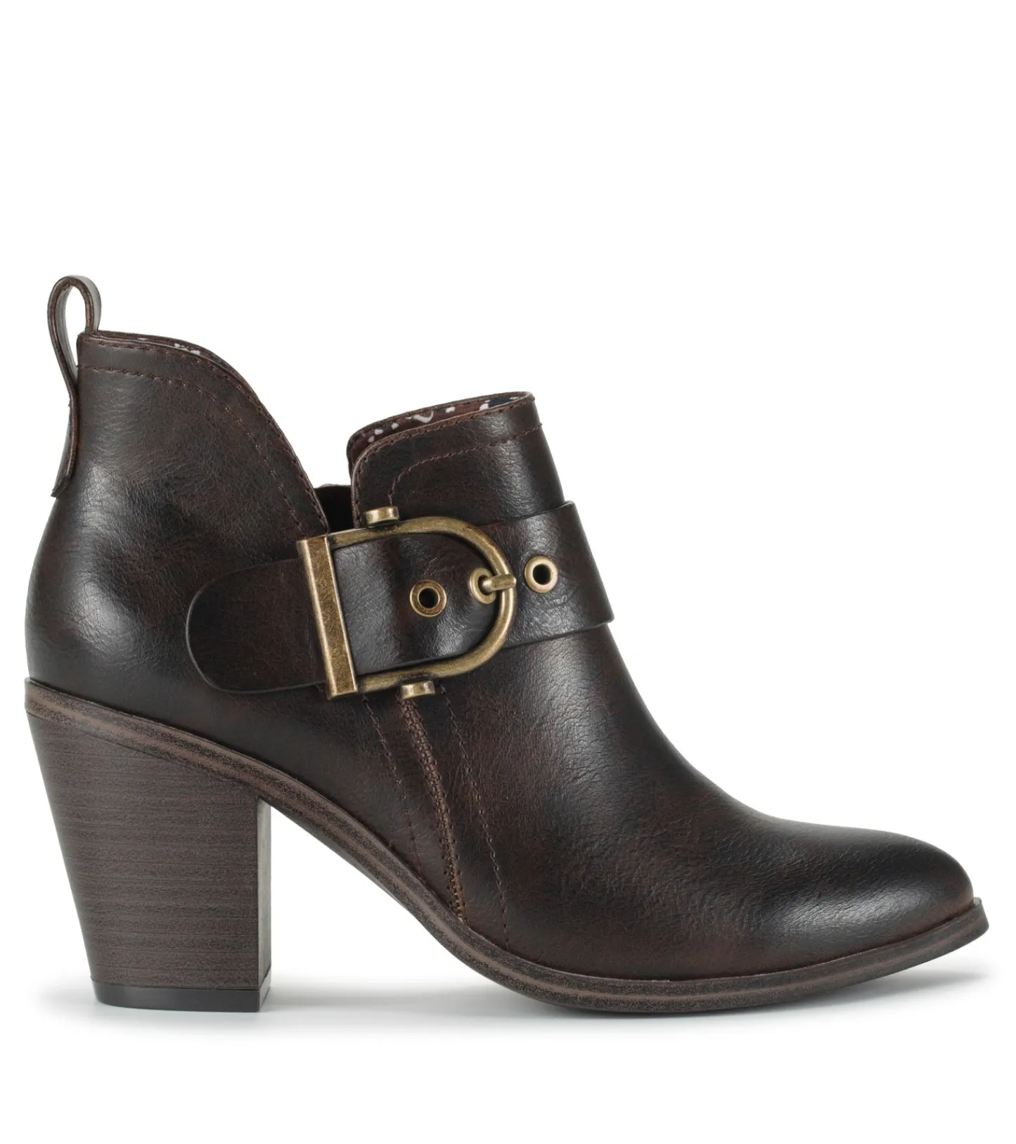 Baretraps Booties^Karina Block Heel Ankle Bootie DarkBrown