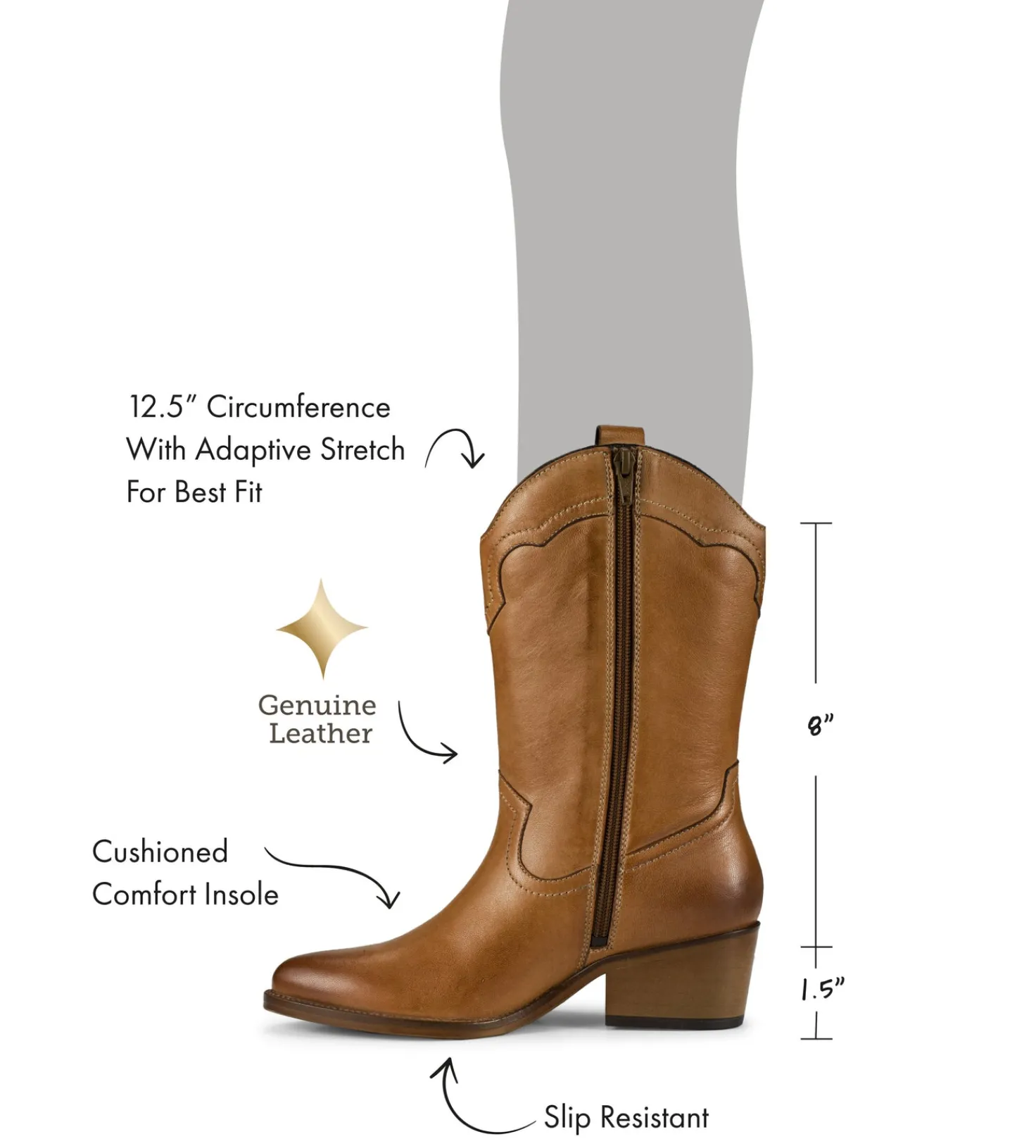 Baretraps Knee High Boots^Nita Western Boot CognacLeather