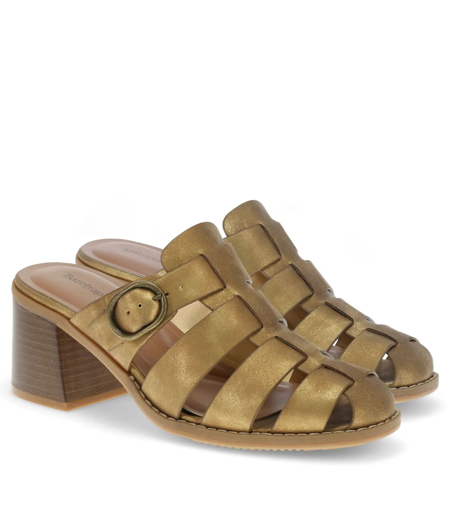 Baretraps Classic Comfort Sandals^Whitnie Block Heel Sandal OldGold