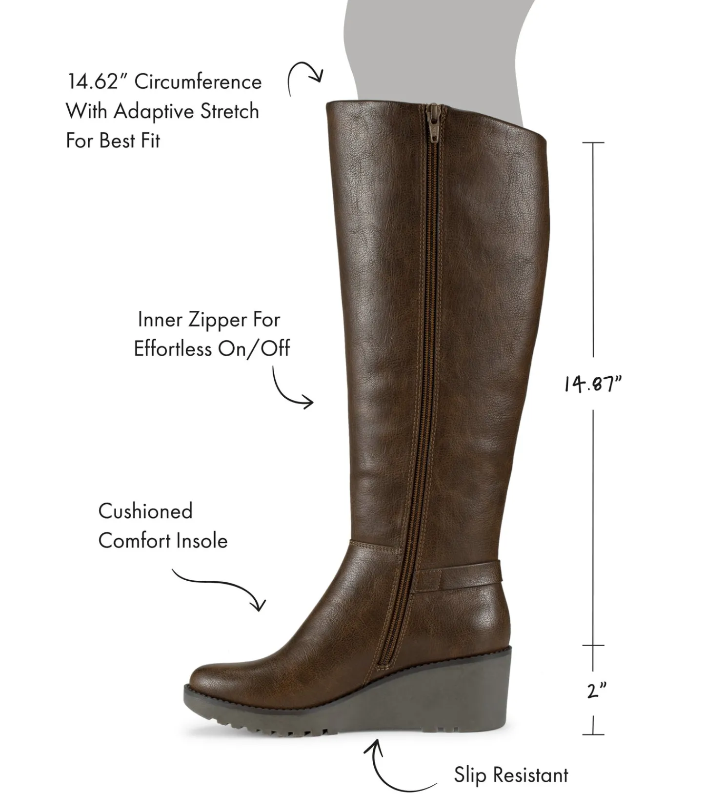 Baretraps Knee High Boots^Winifred Tall Wedge Boot BrushBrown