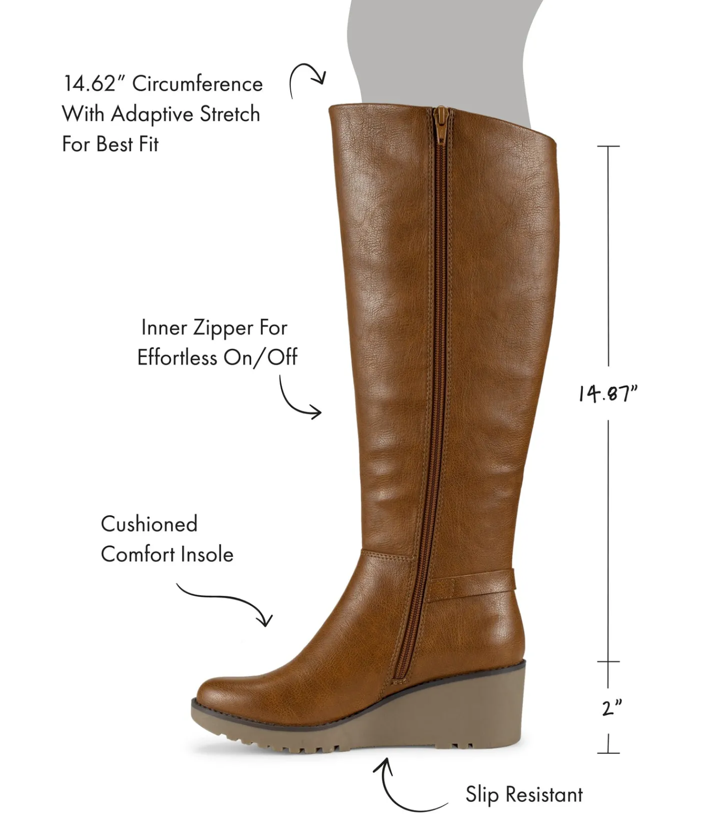 Baretraps Knee High Boots^Winifred Tall Wedge Boot Cognac