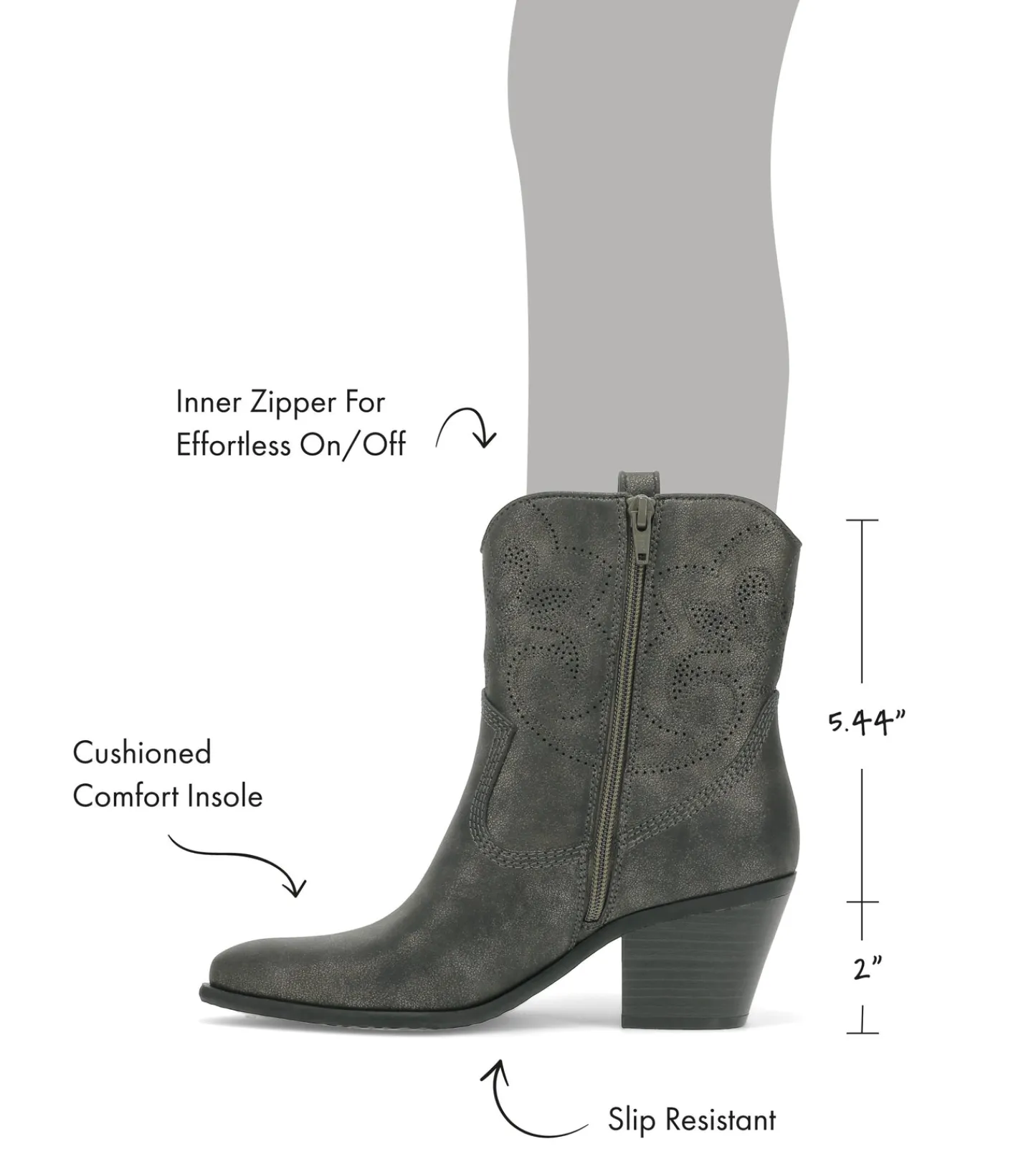 Baretraps Booties^Yenni Western Boot Gunmetal